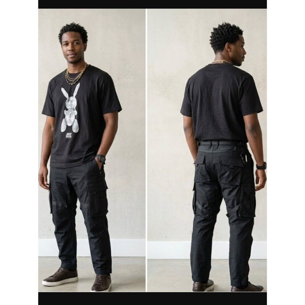 Uniqlo UT Jeff Koons Silver Rabbit Art Graphic T-Shirt Black XL